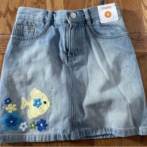 Gymboree Size 9 Yrs Lt Blue Denim Fish Rhinestone Skort NWT
